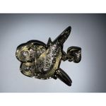 Gold Tone Love Birds with Dangling Heart Brooch signed AJC‎ Photo 1