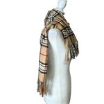 Tan Plaid 100% Cashmere Scarf Unisex Hand Tailored Germany Classic Preppy Fringe Photo 4