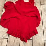 Romper jumpsuit ruffle skorts short sleeve one piece flounce sleeve belted hem Red Photo 8