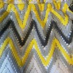 Tacera Lace Crochet Lined Chevron Knit Dress Yellow Gray White Size XL Photo 9