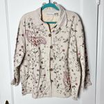 Dress Barn Vintage 90s Embroidered Granny Floral Shacket Jacket Paisley Linen 1X Photo 0