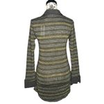 Laila Jayde (XS) Shimmer Stripe Collar Long Sleeve High Low Metallic Knit Top Black Photo 2