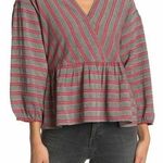 Madewell  Striped Bubble-Sleeve Peplum Top large Photo 0