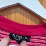 Topshop Size 6 Pink Striped Tie-Front T-Shirt Top Photo 2
