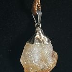 Vintage Dyed Agate Raw Citrine Orca Agate Pendants with Brown Silk Cord Necklace Silver Photo 8