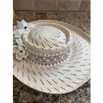 Vintage VTG Sonni San Francisco Wide Brim Straw Sun Derby Church Easter Hat Tan Photo 3