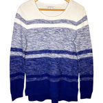 Liz Claiborne Ombre Stripe Knit Sweater Pullover Blue White Women Size Medium Photo 0