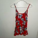 Xhilaration  Sleeveless Romper Red White Floral Photo 7