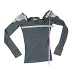 Hollister  Coquette Crochet Lace Long Sleeve Baby Doll Top Size Medium Photo 2