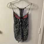 American Rag Black/White Floral Tribal Handkerchief Hem Tank M Southwestern Boho Photo 2