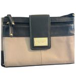 Tignanello Social Status Black Taupe Crossbody Bag Magnetic Snap Front Pocket Photo 1