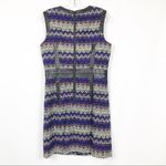 Milly  Tweed Chevron Leather Sheath Dress Purple Sz 8 Photo 3