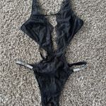 Victoria's Secret  Sexy Black Lace Rhinestone Teddy Bodysuit Shine Strap Logo Photo 4