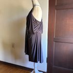 MISA Los Angeles | Dark Gray Domino Draped Knot front Cocktail Dress | Medium Photo 3