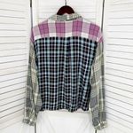 Cato  Patchwork Multi Plaid Button Up Shirt XL Rayon Long Sleeve Photo 7