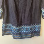 Calypso St. Barth  Womens Navy Linen Resort Embroidered Tunic Blouse Dress Size M Photo 5