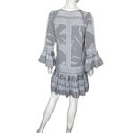 Halston Heritage  Grey Linear Floral Scarf Print Dress Women’s Sz S Photo 2