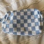 Small Blue Checkered Makeup Bag Photo 1