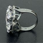 Sterling Silver Vintage Signed 925 Marcasite CZ Flower Chunky Ring Size 7 10.3g Photo 6