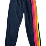 Aviator Nation  Jogger Sweatpants XS 5 Stripe Neon Heather Navy Photo 0