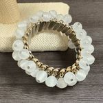 VINTAGE Mid Century Modern Milk Glass Bead Bracelet White Photo 1