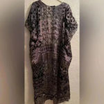 BCBGMAXAZRIA  Sheer Black Boho Intricate Floral Print Kimono With Cap Sleeves; OS Photo 4