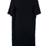 MNG by Mango Black Textured Formal Short Sleeve Long Maxi Dress Women Sz 4 Photo 0