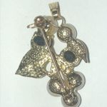 Vintage Genuine Pearls & Blue Stone Pendant or Brooch Gold Photo 2