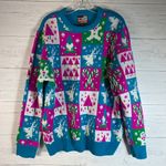 Dec.25th Party Sweater  Christmas Women's L Blue Pink Green Ugly Holidays Warm Photo 0