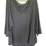 Boutique plus size blouse size 3XL vneck black & white stripe drop down sleeve White Photo 0
