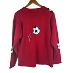 Vintage PBJ Sport Soccer Ball Medium Women Cardigan Red Soccer Mom Grandma Core Photo 3