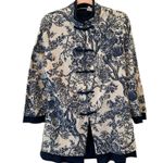 Soft Surroundings COTTON/LINEN BLEND MANDARIN COLLAR KIMONO TUNIC NAVY Medium Photo 2