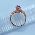 Amethyst Rose Gold Ion Plated Brass Ring with Marquise AAA Grade CZ Light Photo 2
