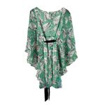 Smak Parlour Green Butterfly Print Tunic Top with Tie Size L Size L Photo 8