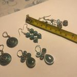 Lot Of 4 Dangle Costume Earrings Pierced Beaded Mix Silver Tone Blue / Green Photo 7