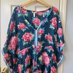 Matilda Jane Women's XXL Navy Floral Print Kaftan Beach Cover Up Tassels Photo 2