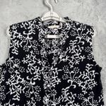 Soft Surroundings Sleeveless Blouse Tunic M Black White Rayon Boho Floral Print Photo 3
