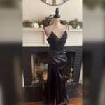 Boutique Beaded sexy black satin corset prom dress formal dress or evening gown size 2 Photo 1