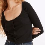 Madewell  Ribbed Cardigan Crop Tee - Black Size S Photo 1