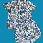 Roller Rabbit  Blue Amanda Linen Lulu Set Polo Pajamas Paisley Print Photo 1