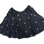 Vince  Women’s Size L Black Floral Embroidered Knee Length Cotton Full Skirt Photo 3