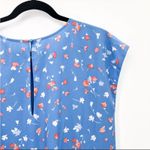 Joie  Coreen Blue Floral Drop Waist Mini Summer Dress Cap Sleeves Keyhole NEW Photo 6