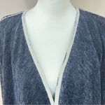 Chico's Open Front Waterfall Navy Silver Metallic Sparkly Cardigan Sz 2 (L 12) Photo 2