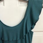 BP Nordstrom Ruffle Ribbed Sleeveless Casual Tank Top Small Women’s Teal Blue Photo 1