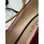 Gucci  Molina Embroidered Lips T-Strap Red/Gold Leather Pumps 37.5 Photo 9