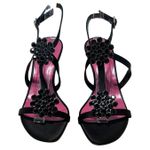 Kate Spade  New York Black Satin Open Toe‎ Embellished Strappy Heel - Size 7B Photo 0
