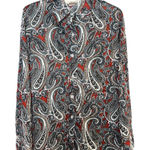 Groovy 1970s Domanique Red & Black Paisley Blouse Size 14 Photo 0