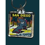 San Diego CA Keychain Souvenir Shark Beach Chair Sunglasses Double Sided NEW Photo 1