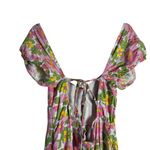 Show Me Your Mumu Cathy Pink Retro Floral Sweetheart Tie Back Puff Maxi Dress M Photo 12