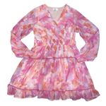 Japna pink white and orange long sleeve flowy mini dress Photo 1